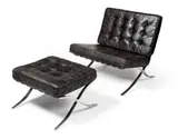 'BARCELONA' CHAIR & OTTOMAN, DESIGNED 1929 by Ludwig Mies van der Rohe, 1929, chrome plated steel and leather upholstery, sold May 2026