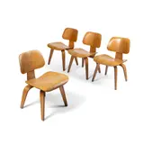 FOUR 'DCW' CHAIRS, DESIGNED 1946 by Charles and Ray Eames, 1946, plywood, sold May 2026