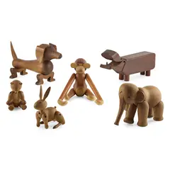 COLLECTION OF SIX ANIMAL FIGURES by Kay Bojesen, oak and teak, sold May 2026