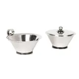 Harald Nielsen, 'PYRAMID' MILK JUG AND SUGAR BOWL & COVER, each stamped manufacturer's mark, DESSIN / HN / DENMARK / STERLING / 925S / 600B