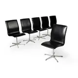 SET OF SIX 'OXFORD' CHAIRS, DESIGNED 1965 by Arne Jacobsen, 1965, leather and aluminium, sold May 2026