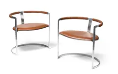 Preben Fabricius, PAIR OF 'SCULPTURE' CHAIRS, DESIGNED 1964, 1964, leather and stainless steel