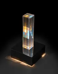 Gianni Colombo, 'CROMOSTRUTTURA' KINETIC TABLE LAMP/SCULPTURE, DESIGNED 1961, 1961, plexiglas light column with electrical system on a stainless steel base