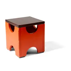 Ettore Sottsass, 'DADO' STOOL, DESIGNED 1963, 1963, walnut and painted wood