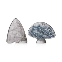 TWO SEALS - PAPILLON, AILES FERMÉES, NO. 190 & PAPILLON, AILES OUVERTES, NO. 192 by René Lalique, sold Apr 2026