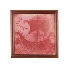 William De Morgan, RUBY LUSTRE 'GALLEON' TILE, glazed earthenware with ruby lustre