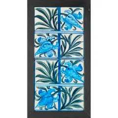 William De Morgan, 'TULIP AND TRELLIS' TWO TILE PANEL, CIRCA 1880, 1880, glazed ceramic