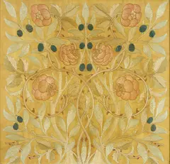 William Morris, 'OLIVE AND ROSE' EMBROIDERED PANEL, CIRCA 1880, 1880