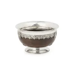 MAZER BOWL, LONDON 1926 by Omar Ramsden, 1926, silver and walnut, sold Apr 2026