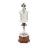 Omar Ramsden, ARTS & CRAFTS CUP & COVER, 1930, 1930, silver with carnelian cabochons