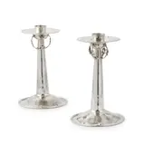 Omar Ramsden, PAIR OF ARTS & CRAFTS CANDLESTICKS, 1900