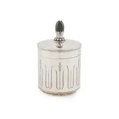 Reginald H. Hill, CIGARETTE JAR AND COVER, 1948, 1948, silver and ebony