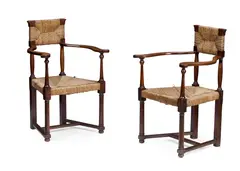 George Walton, PAIR OF ARMCHAIRS, CIRCA 1900, 1900, oak