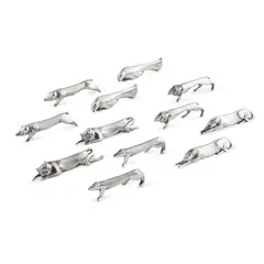 Édouard-Marcel Sandoz, BOXED SET OF TWELVE FOR ORFÉVRERIE GALLIA 'ANIMAL AND BIRD' KNIFE RESTS, CIRCA 1935, 1935, silver plate
