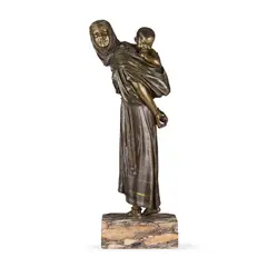 Demetre Chiparus, FEMME ORIENTALE E L'ENFANT, bronze