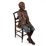 Friedrich Goldscheider, FIGURE OF A SEATED BOY, CIRCA 1900, 1900, polychrome-decorated terracotta
