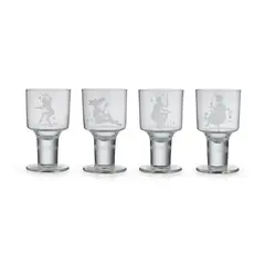 Alison Kinnaird, FOUR 'MIDSUMMER NIGHT'S DREAM' GLASSES, 1973, 1973, acid-etched glass