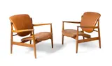 PAIR OF 'FRANCE' CHAIRS, DESIGNED 1956 by Finn Juhl, 1956, teak and leather, sold Oct 2025