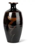 David Leach, TALL BOTTLE VASE, tenmoku glaze