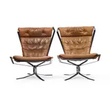 Sigurd Ressel, PAIR OF 'FALCON' CHAIRS, chromed steel