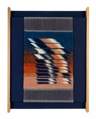 Bobbie Cox, FLOWTIDE OVER A PINK BEACH, VARIATION 1; FLOW TIDE PINK SAND, VARIATION 2; STILL WATERS; INDIGO WATER PATTERN, VARIATION I, 2000, 2000, hand woven wool tapestry on wooden frame
