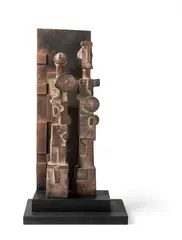John Maltby, TWO WARRIORS, stoneware and wood