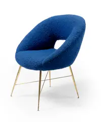 Silvio Cavatorta, ARMCHAIR, brass and wool fabric upholstery