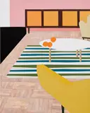 Kevin Appel, A Living Room with Oranges, 1996, oil and acrylic on canvas, mounted to panel