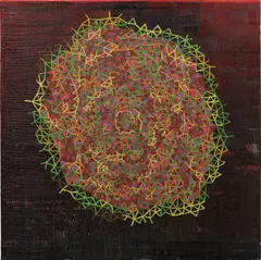 Steve Roden, transmission 11/60 (stellar regions), 2001-2002, oil, acrylic, beeswax and polyurethane on canvas