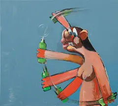 George Condo, Nude Homeless Drinker, 1999, oil on canvas