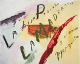 Julian Schnabel, La Hija Pequeña, la Madrastra y el Amigo Mariquita (The Little Daughter, The Stepmother and the Friend Ladybug), 2000, oil, wax, decal and resin on canvas