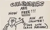 Keith Haring, Pop Shop Signage (Free Calendars), 1988, marker on paper