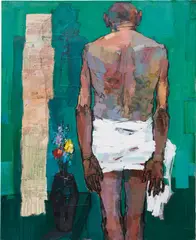 Abebe Dawit, No. 2 Background 1, 2014, acrylic and collage on canvas