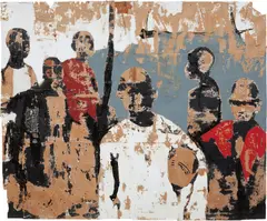 Armand Boua, Le Mendiant, 2014, tar and acrylic on cardboard
