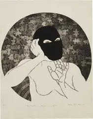My Vernicle o ¿tu amor me condena? (My Vernicle or Your Love Condemns Me) by Belkis Ayón, 1998, collography, sold Feb 2018
