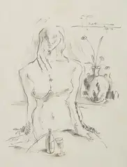 Fidelio Ponce de León, La espera (The Wait), 1936, graphite on heavy paper