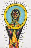 Luis Cruz Azaceta, Self-Portrait with Ring, 1981, oil, watercolor and pastel on paper