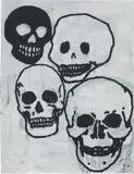 Donald Baechler, Crowd (Skulls) #2, 2006, gesso, Flashe, graphite and paper collage on paper