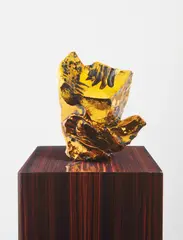Anselm Reyle, Untitled, 2008, bronze and chrome enamel varnish, on artist's makassa wood veneer plinth