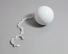 Ball and Chain by Elmgreen & Dragset, 2004, powder coated steel with painted padlock and key, sold Feb 2018