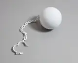 Elmgreen & Dragset, Ball and Chain, 2004, powder coated steel with painted padlock and key