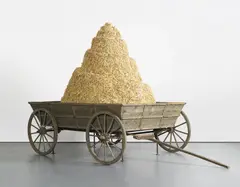 Dream Sculpture by Jim Shaw, 2006, resin, hay, wood and metal, sold Feb 2018