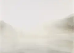 David Claerbout, Untitled (Mist over Landscape I), 2002, Cibachrome print, mounted to Plexiglas, and theaterlight