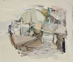 Over at Willy Werners by Katy Moran, 2008, acrylic on board, offered Feb 2018