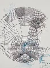 Thrown by Tony Oursler, 2000, acrylic and ink on paper, sold Feb 2018