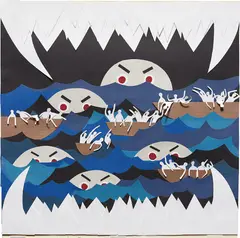 They Set Off in Rafts and Arrived in Bones by Michael Velliquette, 2005, paper and glue, offered Feb 2018
