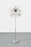 Troy Abbott, Deco Cage (Red Bird), 2013, found object, Abs video and retrofitted computer parts