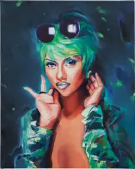 Sam McKinniss, Lil' Kim (Crush on You), 2016, oil and acrylic on canvas