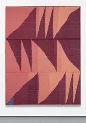Big Red by Brent Wadden, 2014, hand-woven fibers, wool, cotton and acrylic on canvas, in artist's frame, sold May 2018