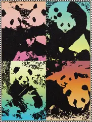 Rob Pruitt, Summer Love (Pandas), 2016, acrylic, enamel and glitter on linen, in artist's frame